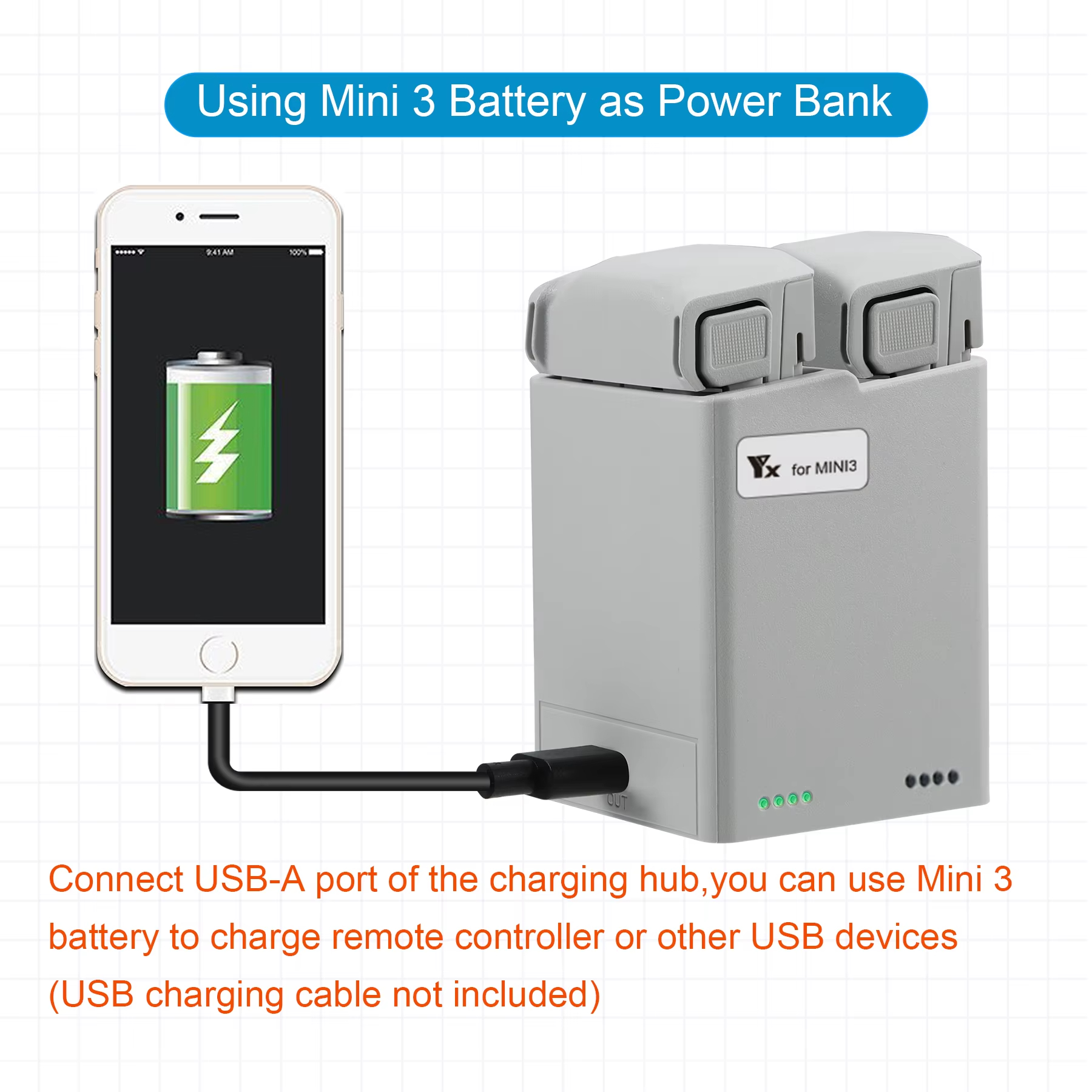 Drone Power Bank - For DJI Mini 3Pro/4Pro Battery Two