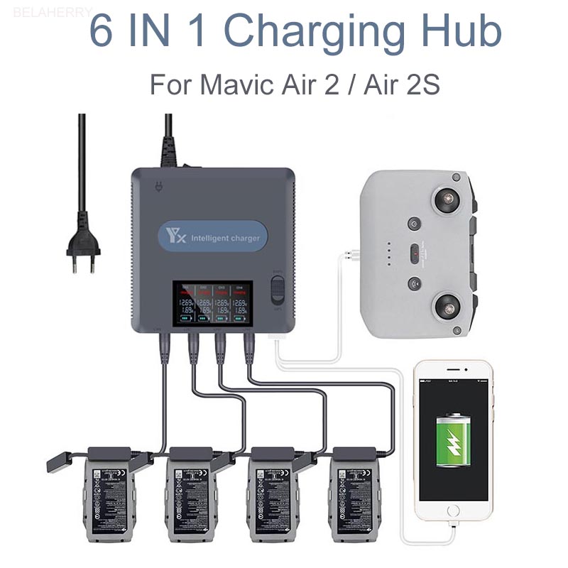6 in 1 Digital display Battery - Drone Charging Hub reseña y precio