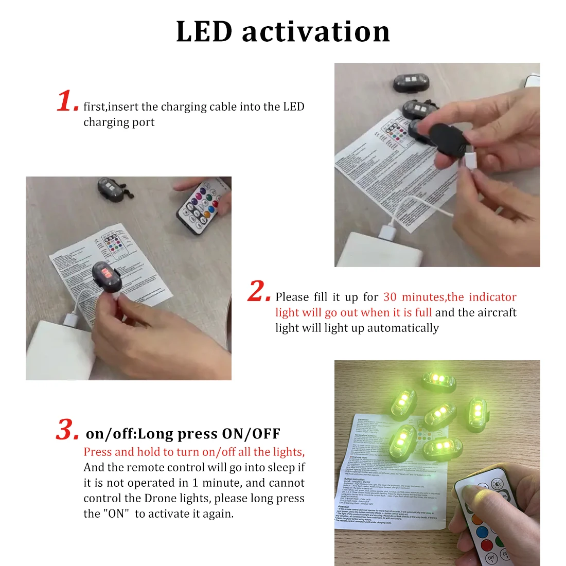 2/4/8Pcs Wireless Remote Contr - Drone Strobe Light reseña y precio