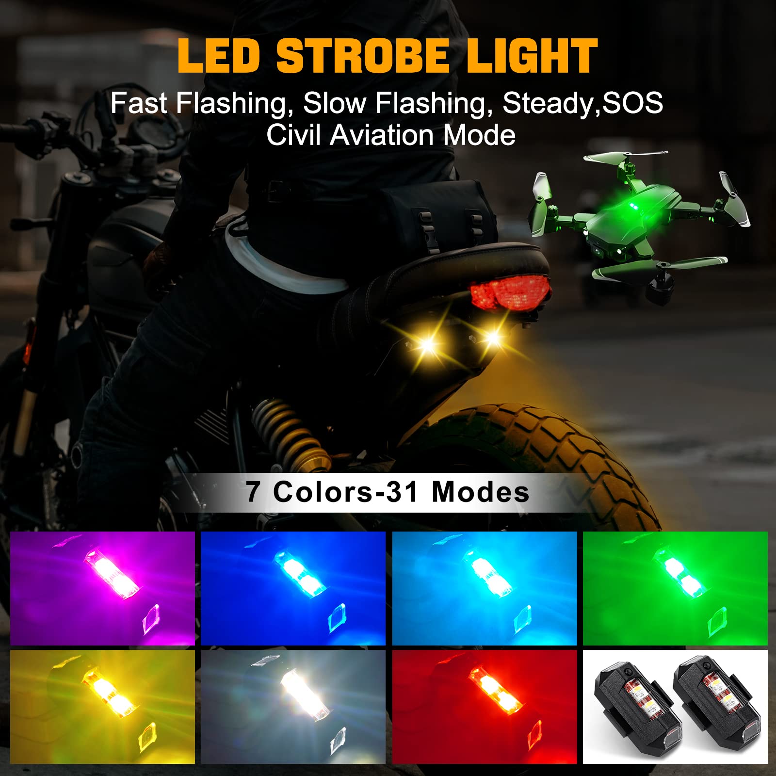 Motorcycle Lights Drone Strobe - Drone Strobe Light reseña y precio