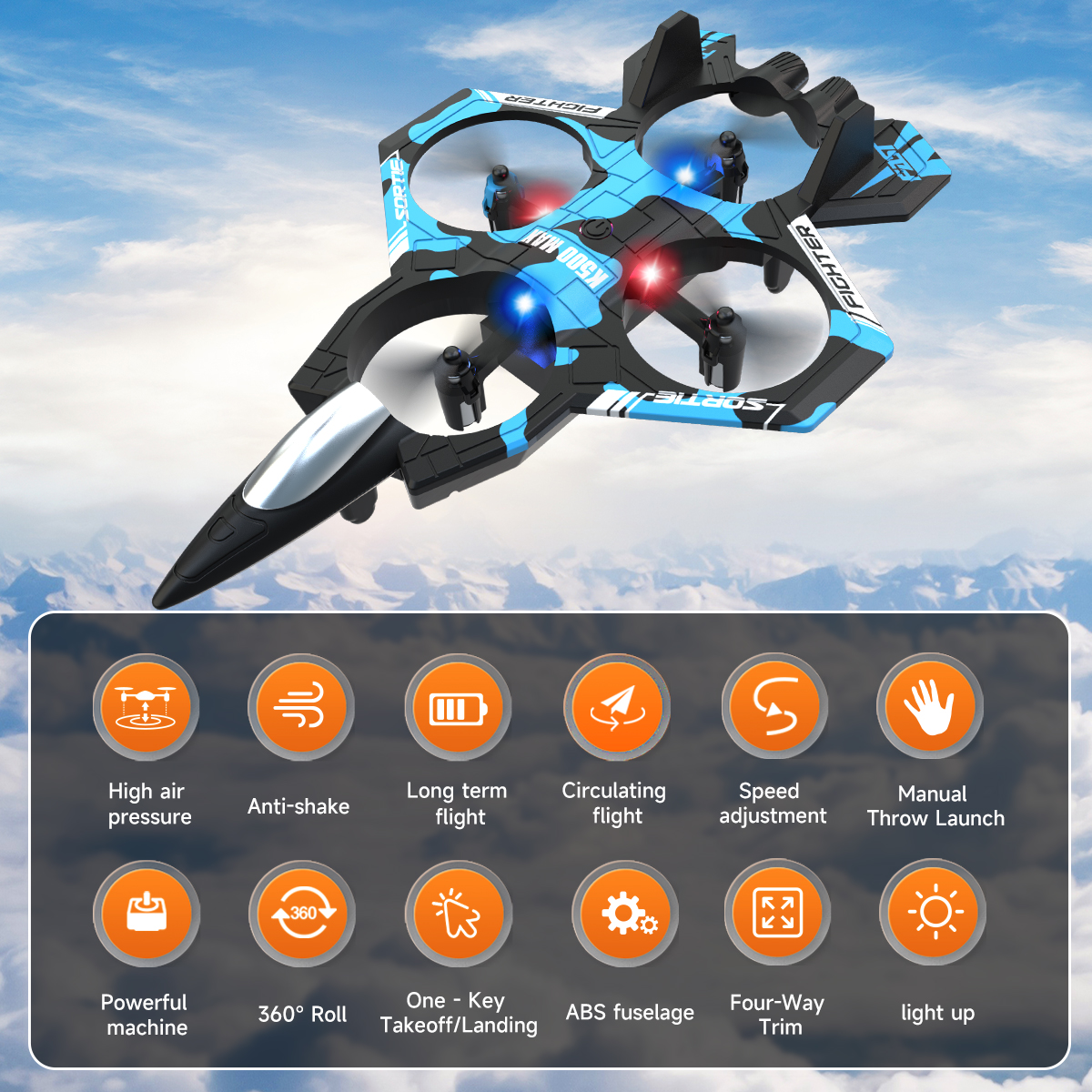AXNEN K500 MAX RC Plane Fighte - Drone Beacon Light reseña y precio