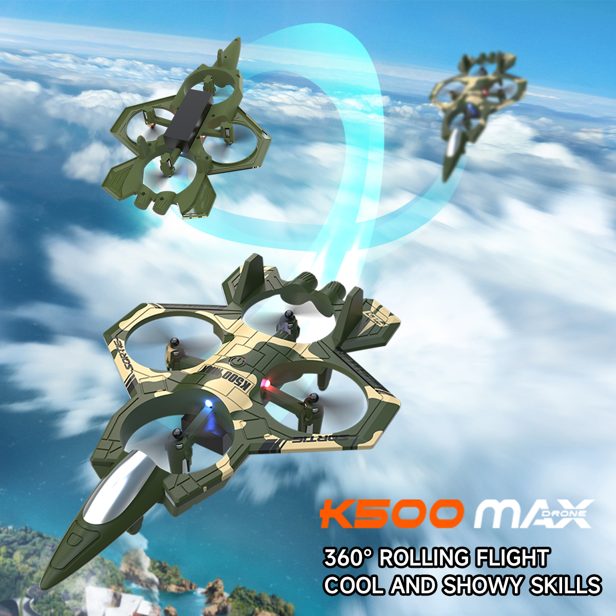 AXNEN K500 MAX RC Plane Fighte - Drone Beacon Light reseña y precio