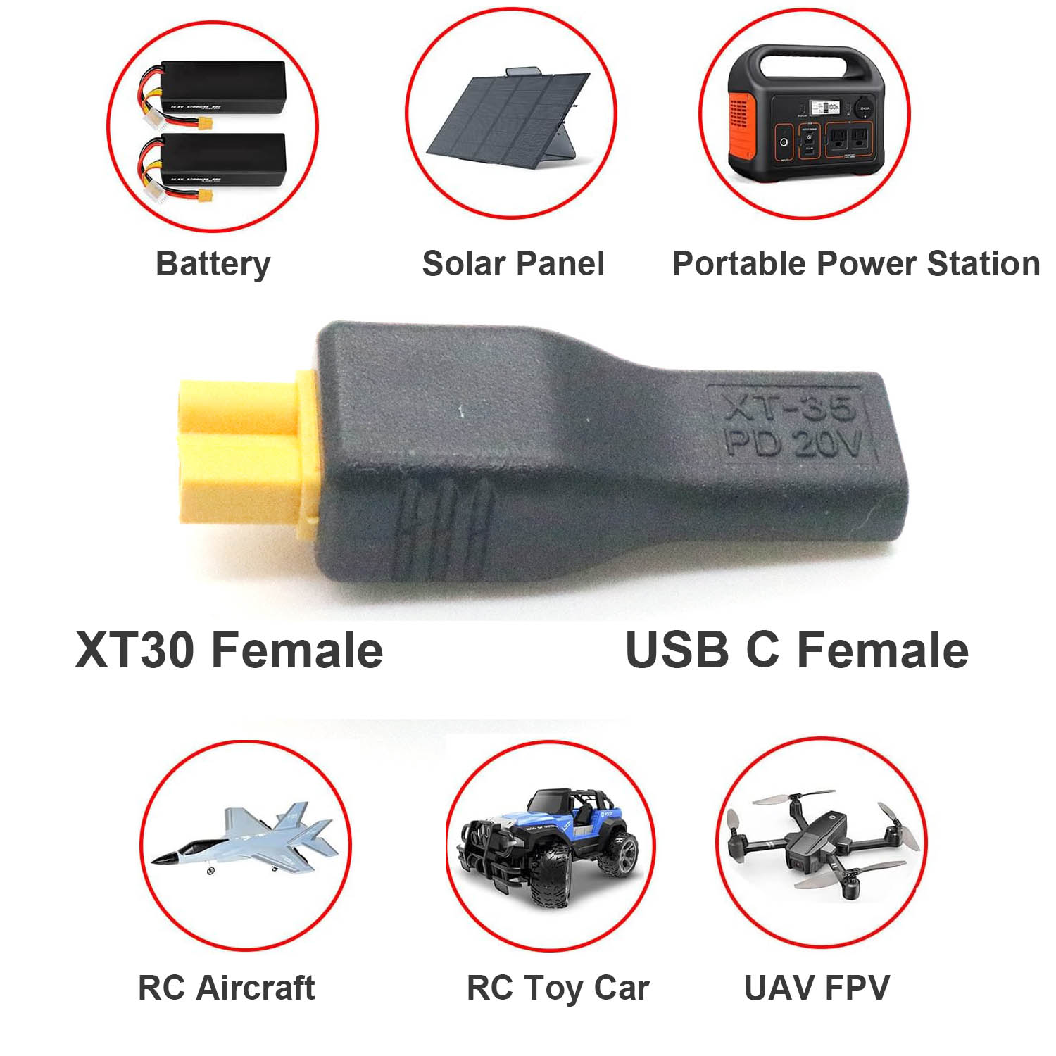 1pc USB Type C Female Input to - Drone Power Bank reseña y precio