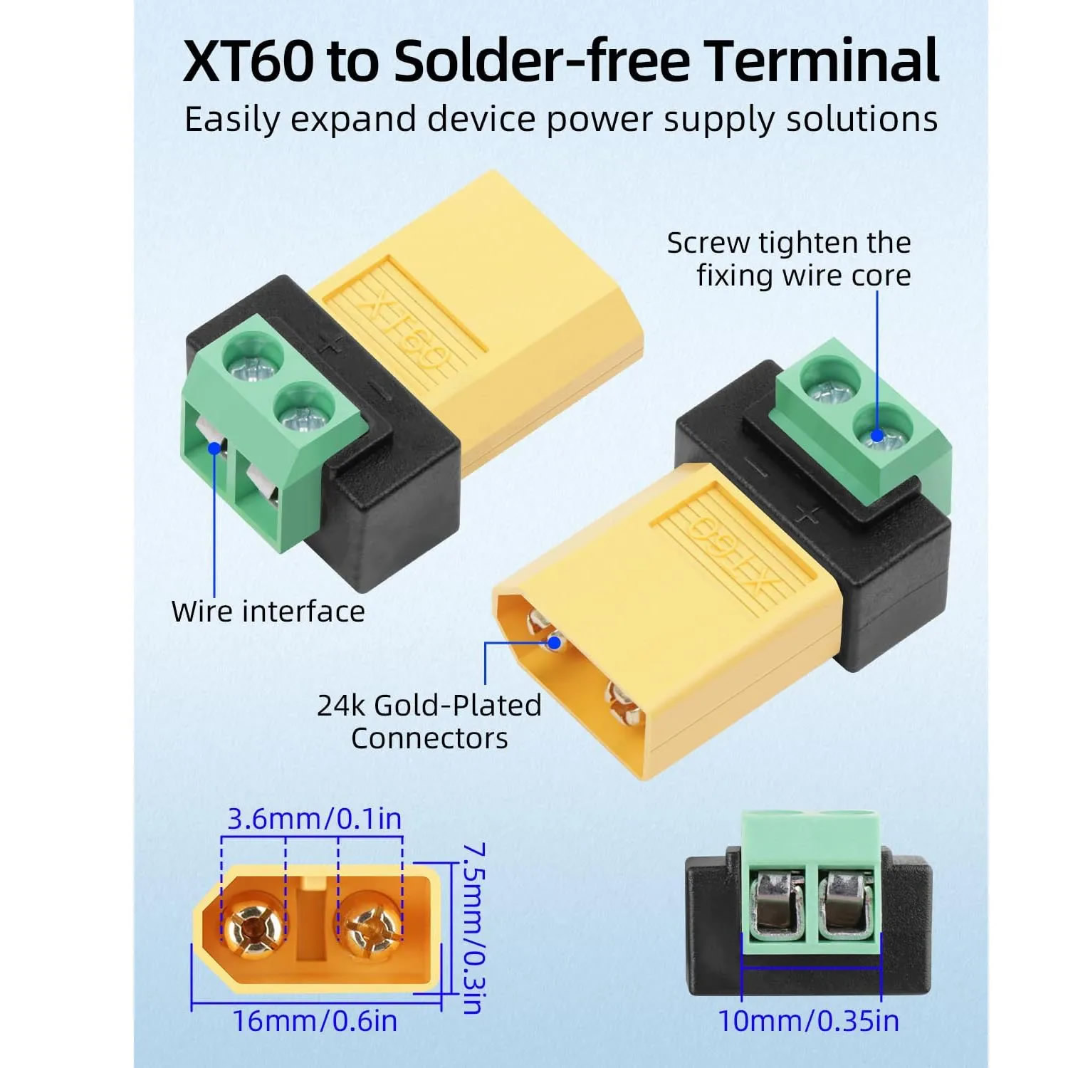 Solderless 2 Pin to XT60 Male  - Drone Solar Charger reseña y precio