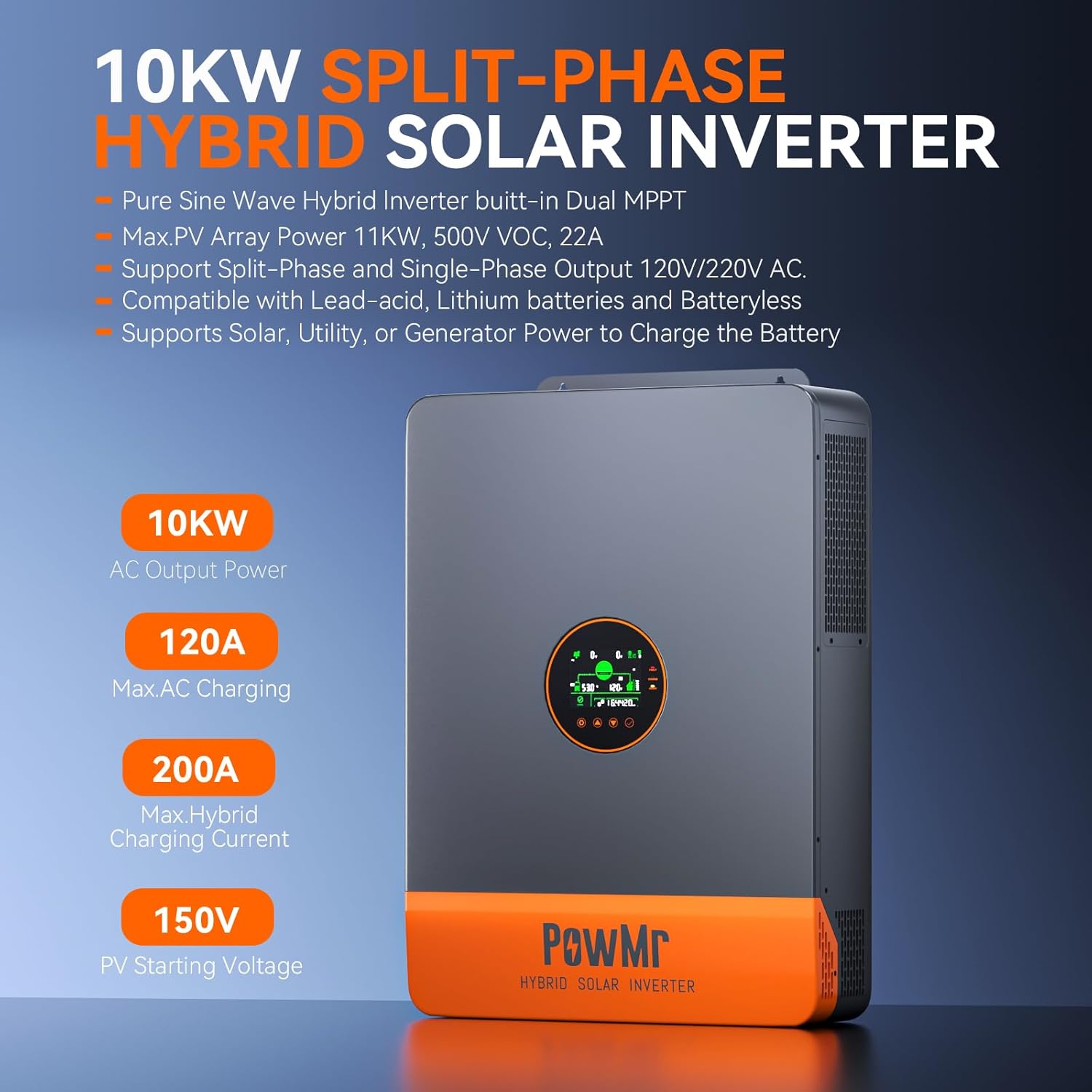 PowMr 10KW Split Phase Inverte - Drone Solar Charger reseña y precio