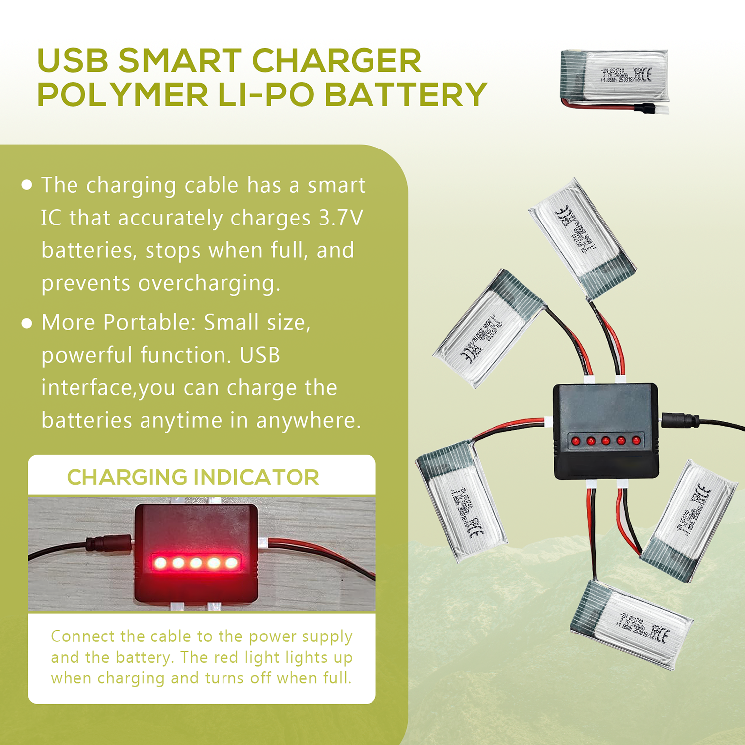 5Pcs 3.7V 500mAh LiPo Batterie - Drone Power Bank reseña y precio